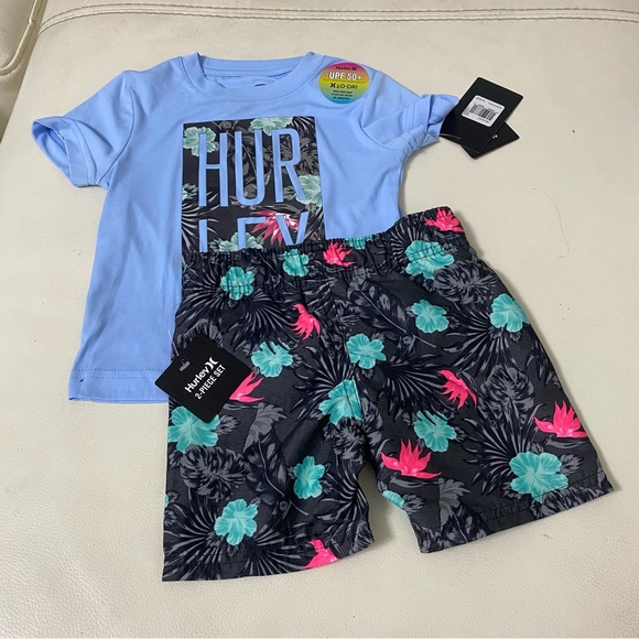 Hurley cute floral boy active shorts top set 8020 - Picture 2 of 6